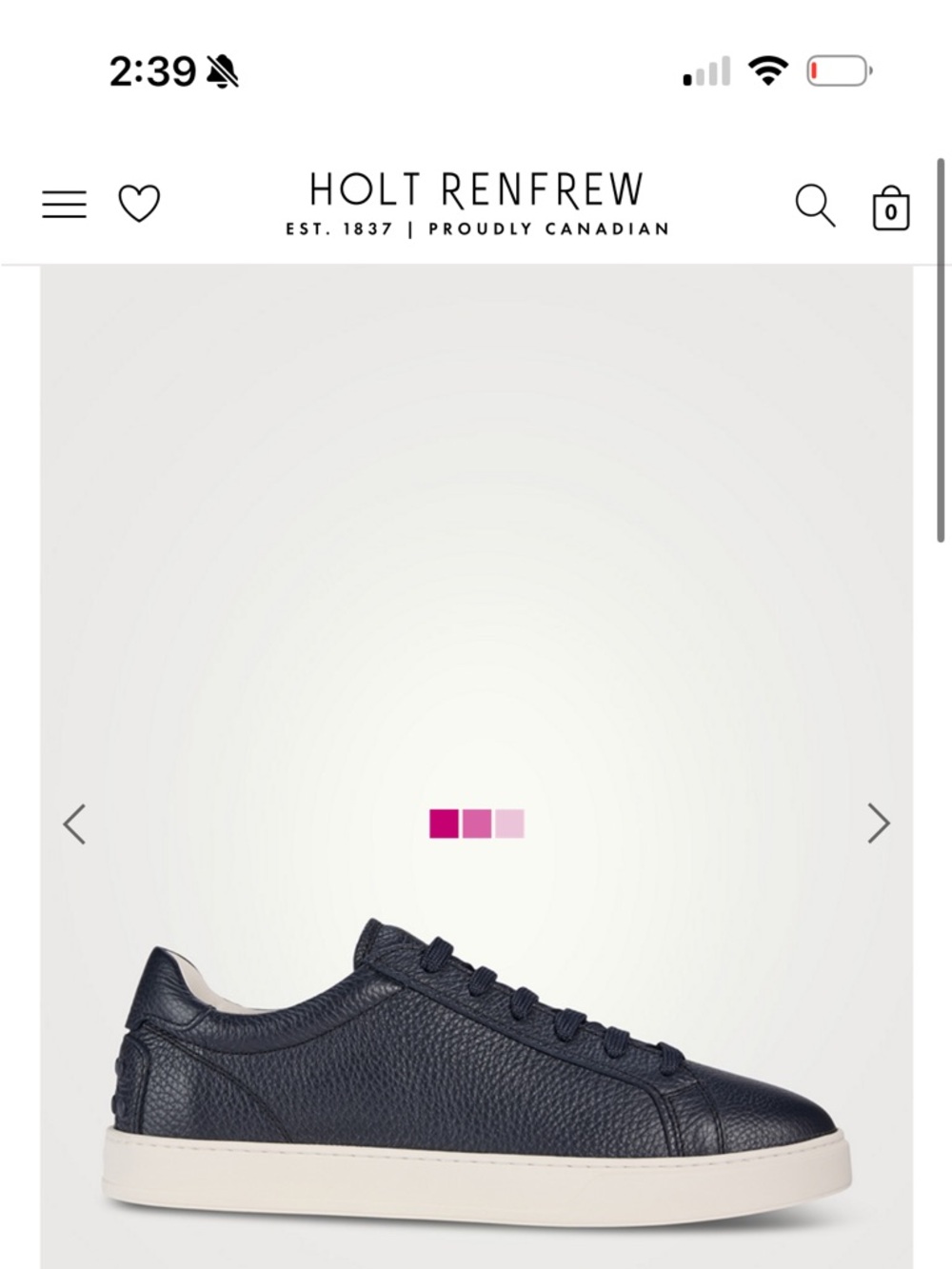 TOD'S Navy Pebble-Grain Leather Low-Top Sneakers with Cream Sole